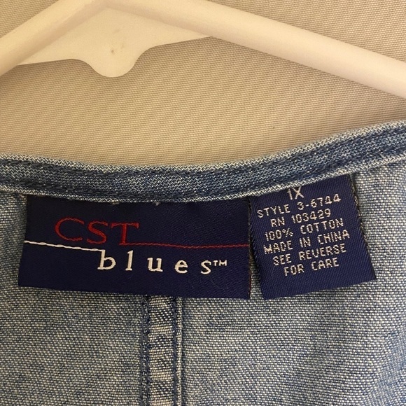 Plus Size 1X Denim Long Maxi Dress, CST Brand, Sleeveless, Jumper, Pockets, Y2K - Picture 5 of 5